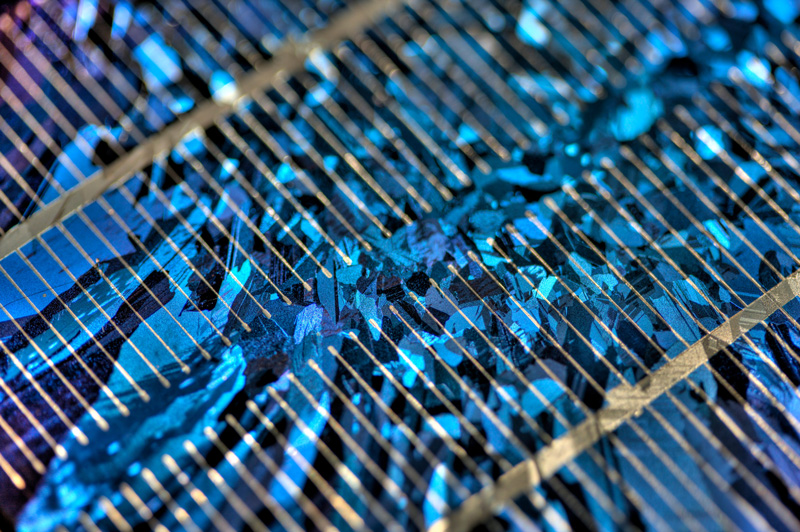 A close-up of polycrystalline solar modules