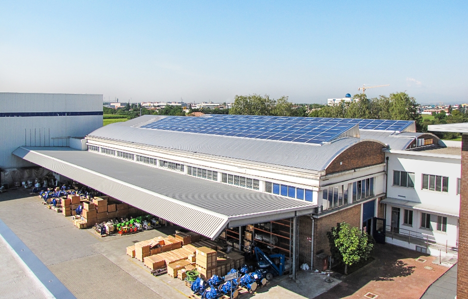 Solar panels on the roof of KSB’s factory in Concorezzo, Italy